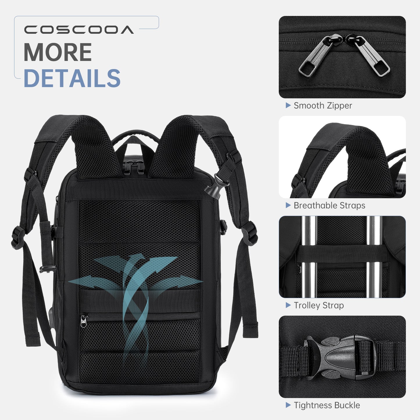 17x10x9 inch/40x20x25 CM Expandable Travel Backpack 20-30L,Cabin Size United Airlines Personal Item Bag ,Flight Approved Underseat Ryanair Carry on Luggage Bag,Mochila de Viaje