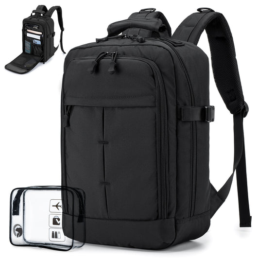 17x10x9 inch/40x20x25 CM Travel Backpack 20L,United Airlines Personal Item Bag ,Flight Approved Underseat Ryanair Carry on Luggage Bag,Mochila de Viaje,Cabin Size Backpack Black