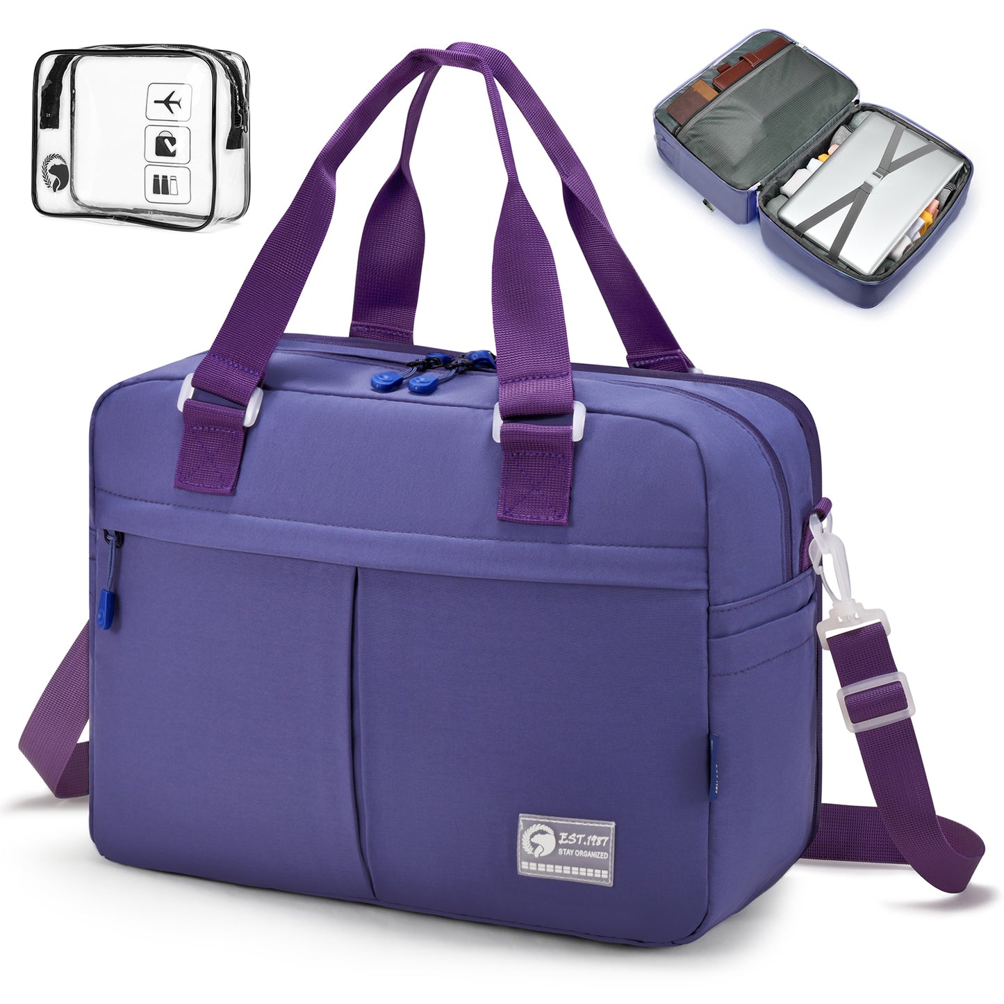 40x30x15 cm Personal Item Travel Bag,Expandable 40x30x25cm Carry on Duffel Bag,Flight Approved Underseat Weekender Overnight Bag with Wet Pocket