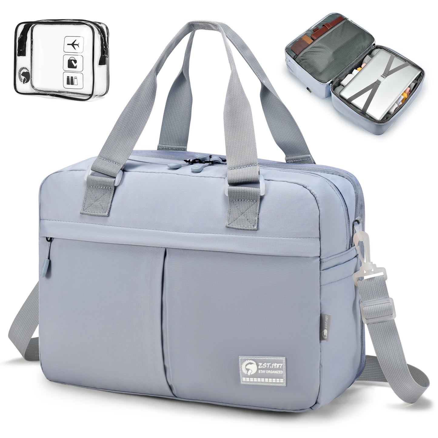 40x30x15 cm Personal Item Travel Bag,Expandable 40x30x25cm Carry on Duffel Bag,Flight Approved Underseat Weekender Overnight Bag with Wet Pocket