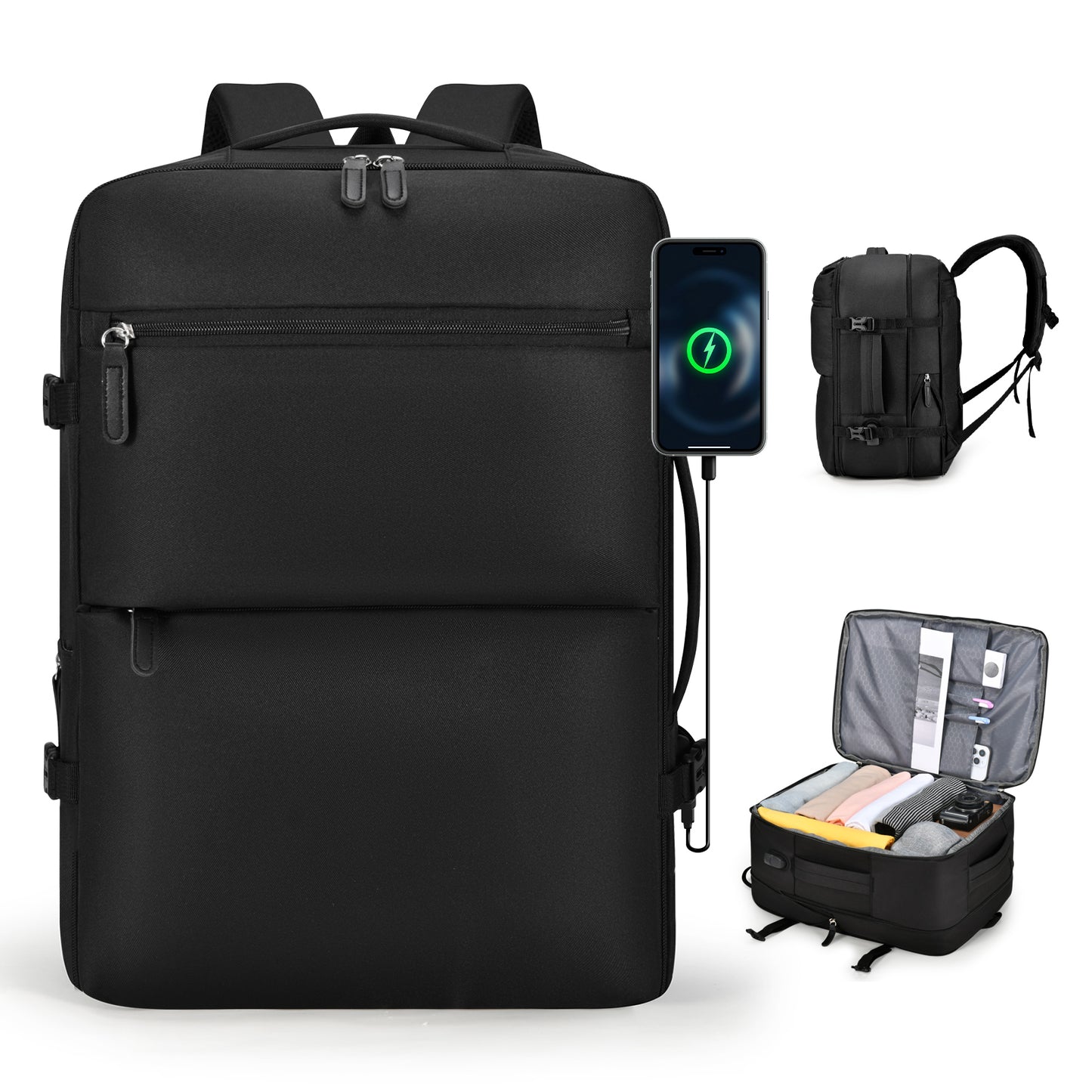 Expandable Carry On Travel Backpack,For Frontier Airlines Personal Item Bag 18x14x8 Underseat Travel Duffel Bag,17 inch Laptop Backpack Flight Approved