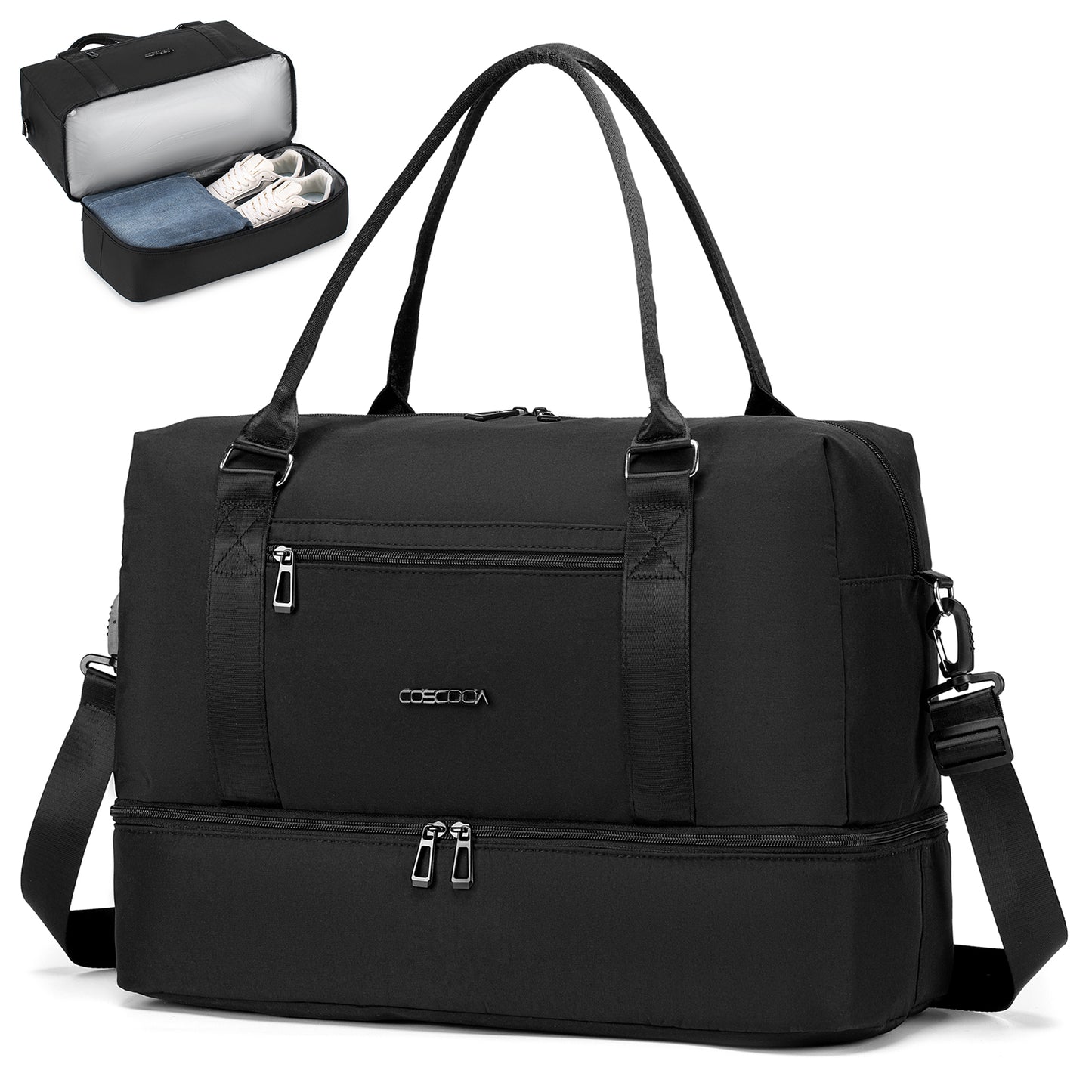 18x14x8 For Spirit Airlines Personal Item Bag Underseat with Shoe Compartment,Carry On Weekender Overnight Tote Bag