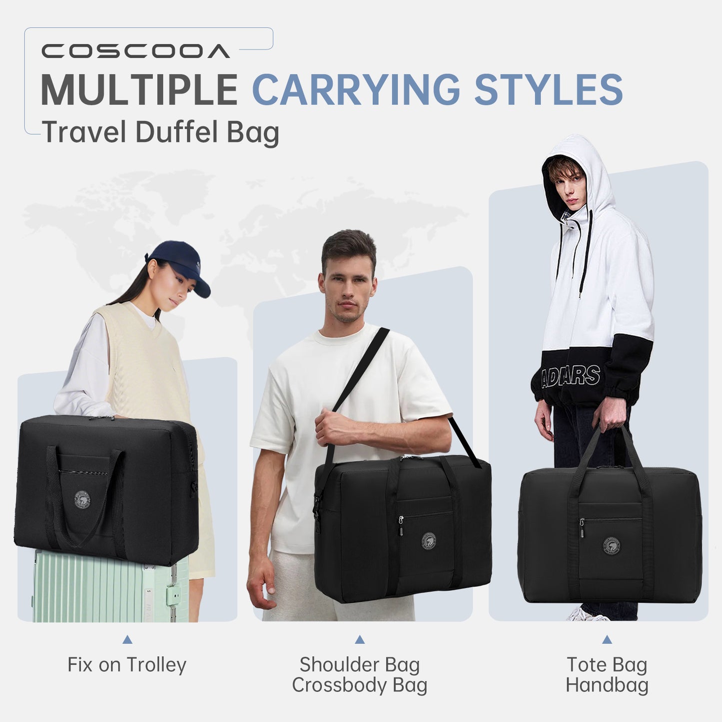 55x40x20 cm Lightweight Ryanair Carry on Bag Personal Item Bag for Airlines,24x16x10 Carry on Luggage,45L Foldable Travel Duffel Bag for Women Men,Waterproof Weekender Overnight Hospital Bags