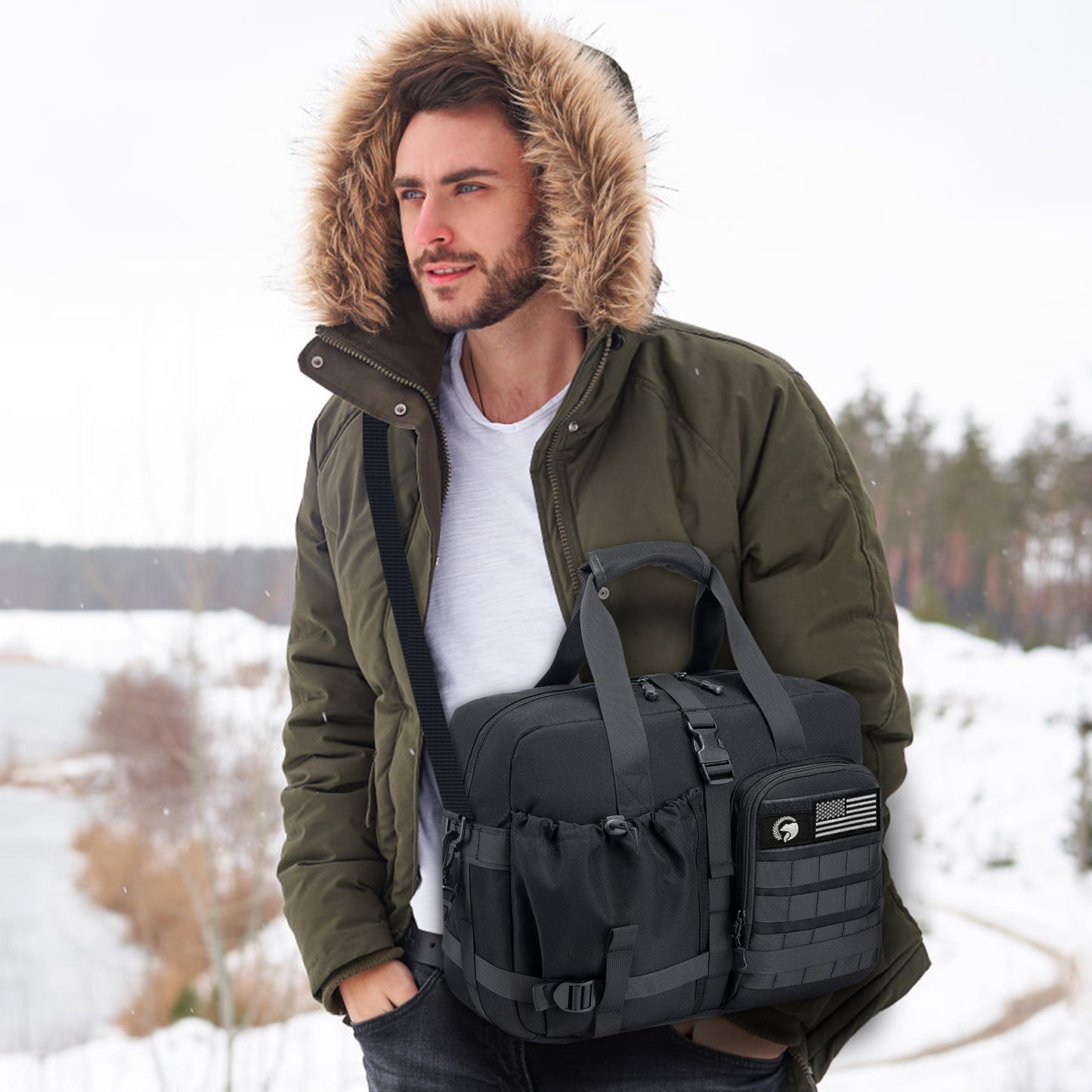 40x30x15cm / 16x12x6 inch Carry On Travel Duffle Bag  Personal item Bag for Airplane,Under Seat 15.6 inch Laptop Bag Black
