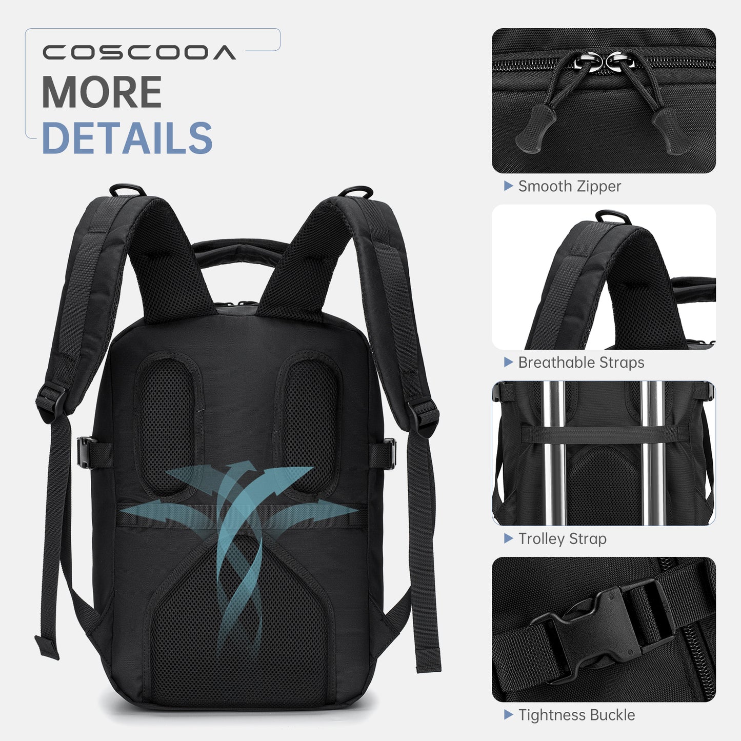 17x10x9 inch/40x20x25 CM Travel Backpack 20L,United Airlines Personal Item Bag ,Flight Approved Underseat Ryanair Carry on Luggage Bag,Mochila de Viaje,Cabin Size Backpack Black