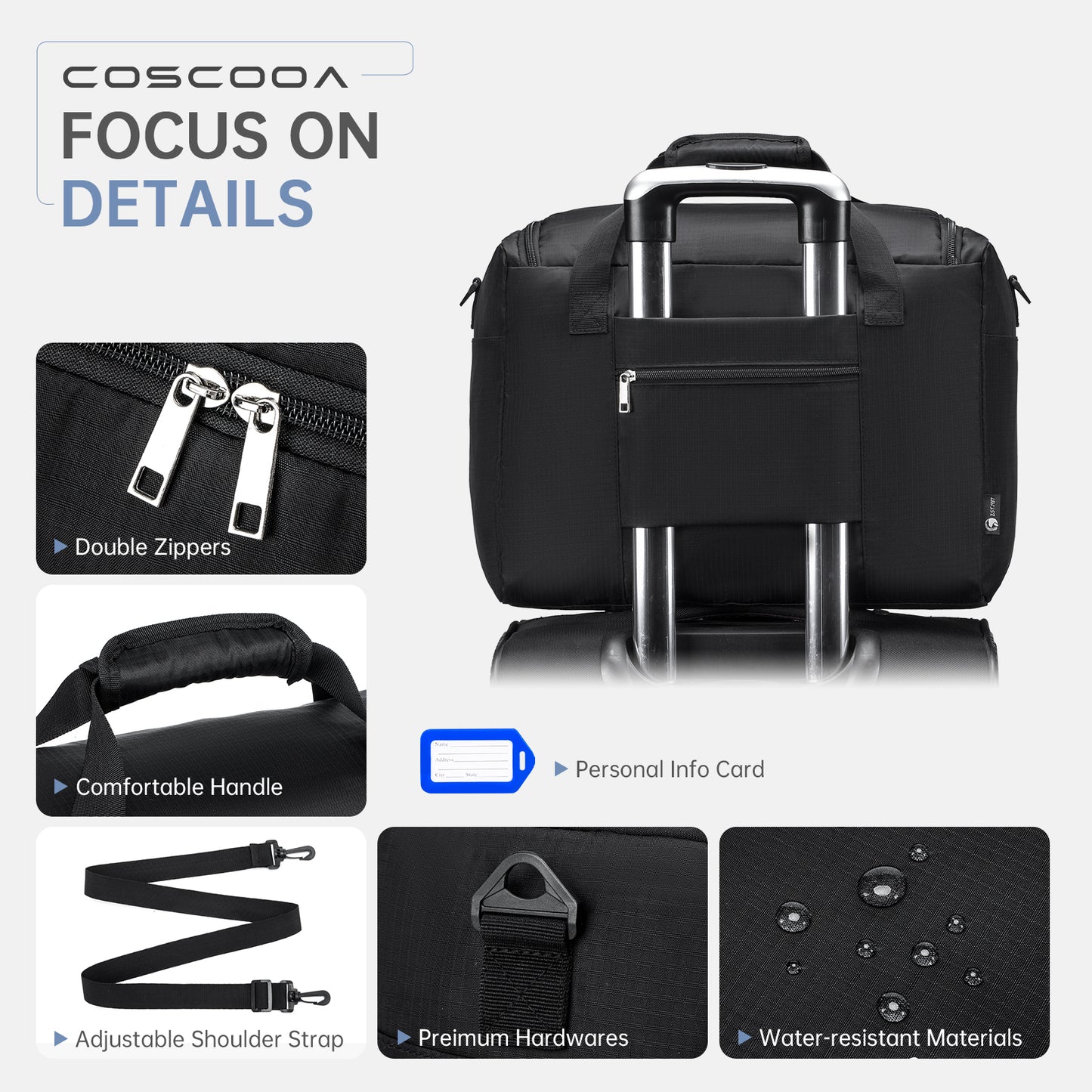 40x30x20 cm Travel Bag, Lightweight Personal Item Bag for Airlines,16x12x8 inch Carry on Luggage,25L Foldable Travel Duffel Bag for Women Men,Waterproof Weekender Overnight Hospital Bags