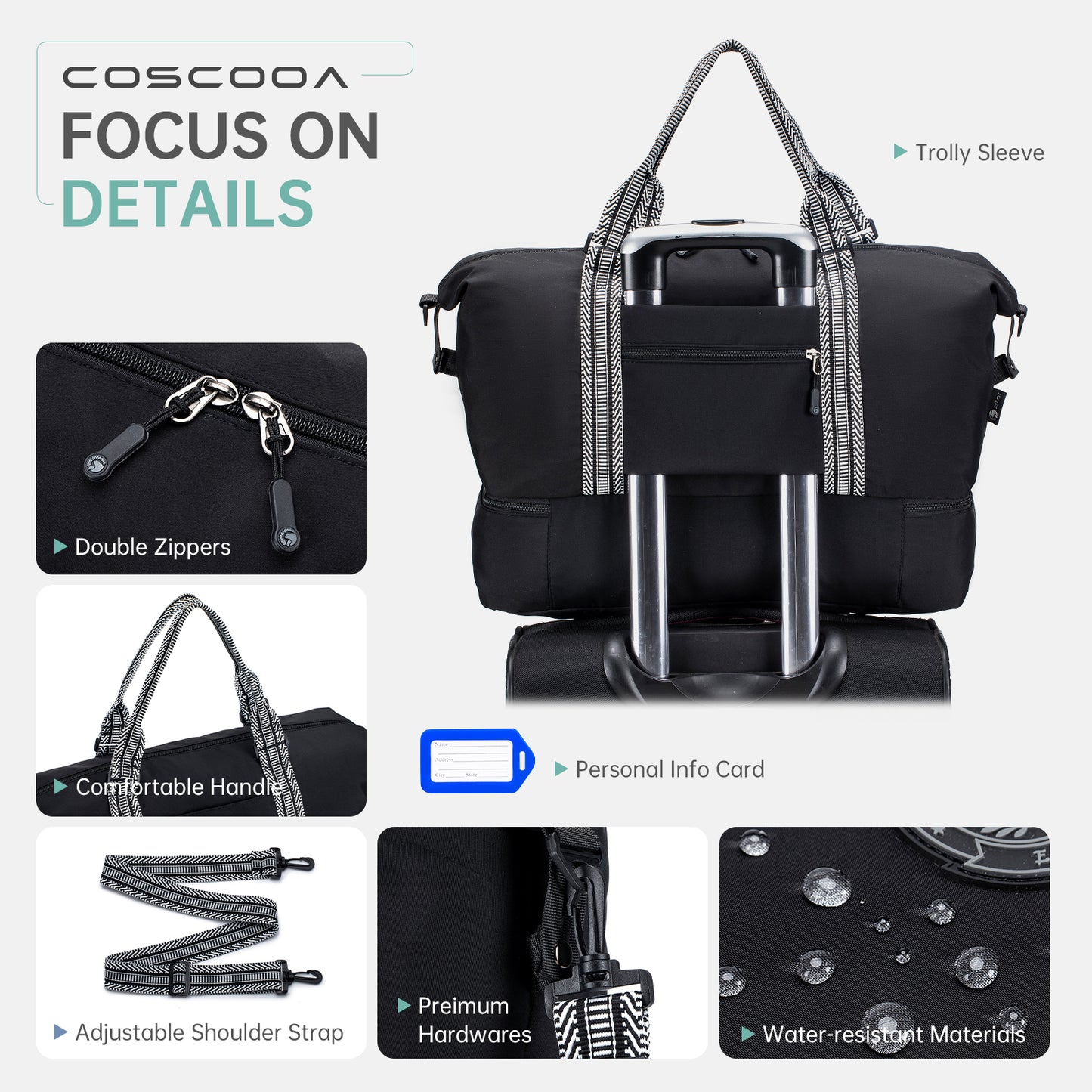 14x18x8 Travel Bag Frontier Airlines Personal Item Bag with Shoe Compartment Tote Carry on Luggage 32L Weekender Overnight for Women Men Black