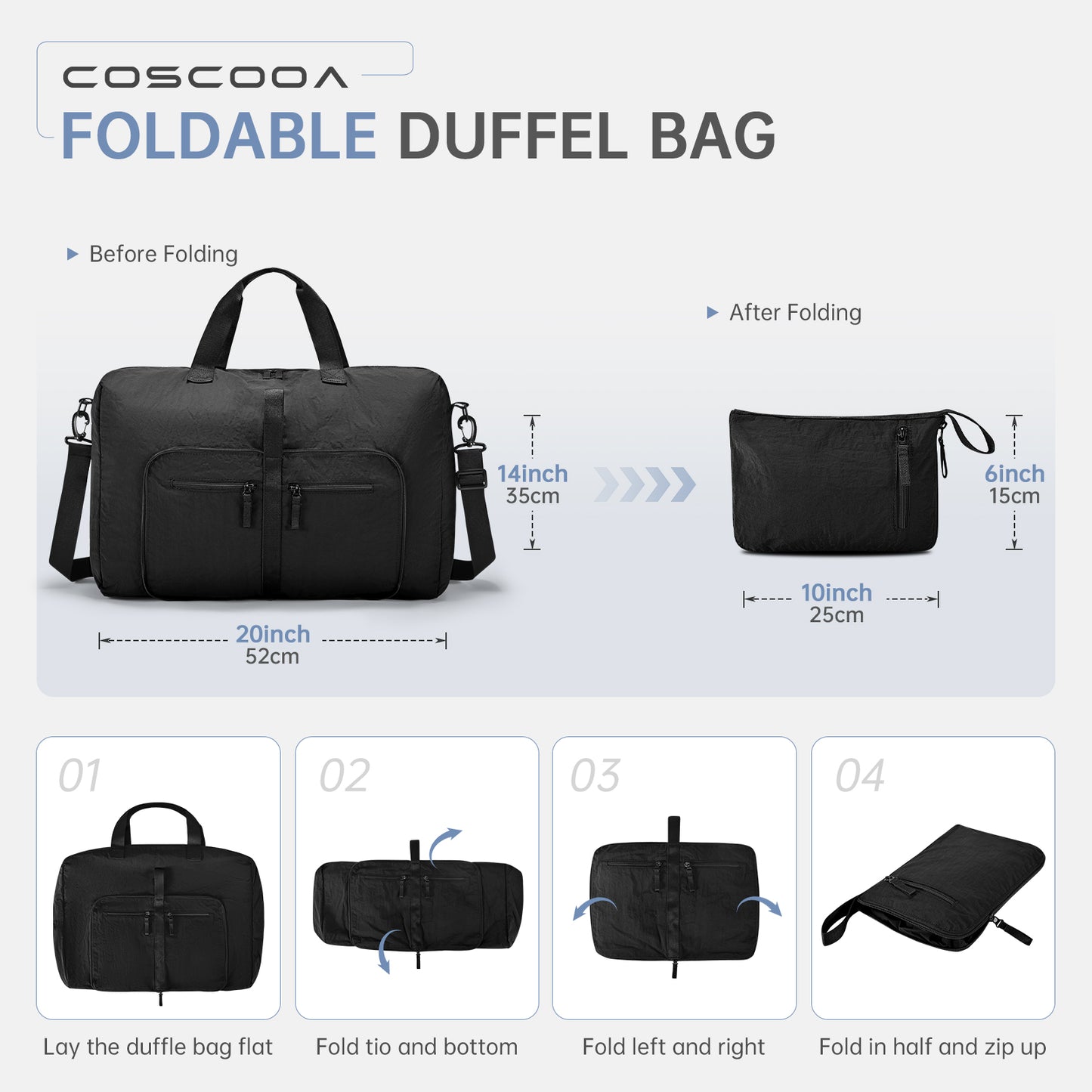 Lightweight Ryanair Carry on Bag 55x40x20 cm Personal Item Bag for Airlines, 45L Foldable Travel Duffel Bag for Women Men, Waterproof Weekender Overnight Hospital Bags for Labor and Delivery