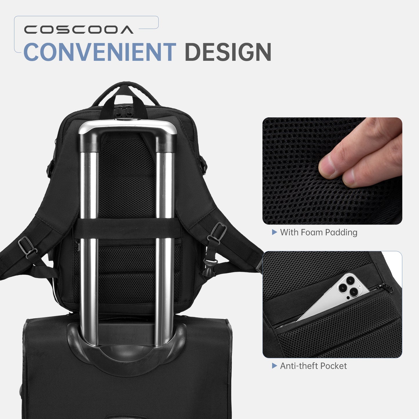 17x10x9 inch/40x20x25 CM Expandable Travel Backpack 20-30L,Cabin Size United Airlines Personal Item Bag ,Flight Approved Underseat Ryanair Carry on Luggage Bag,Mochila de Viaje