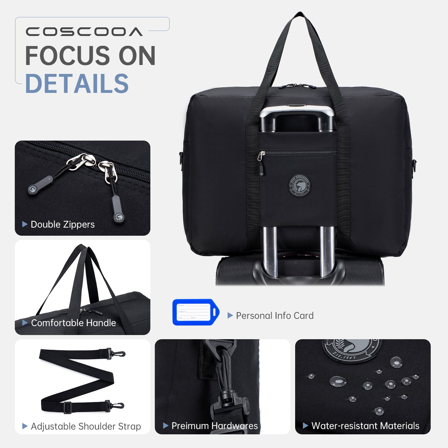55x40x20 cm Lightweight Ryanair Carry on Bag Personal Item Bag for Airlines,24x16x10 Carry on Luggage,45L Foldable Travel Duffel Bag for Women Men,Waterproof Weekender Overnight Hospital Bags