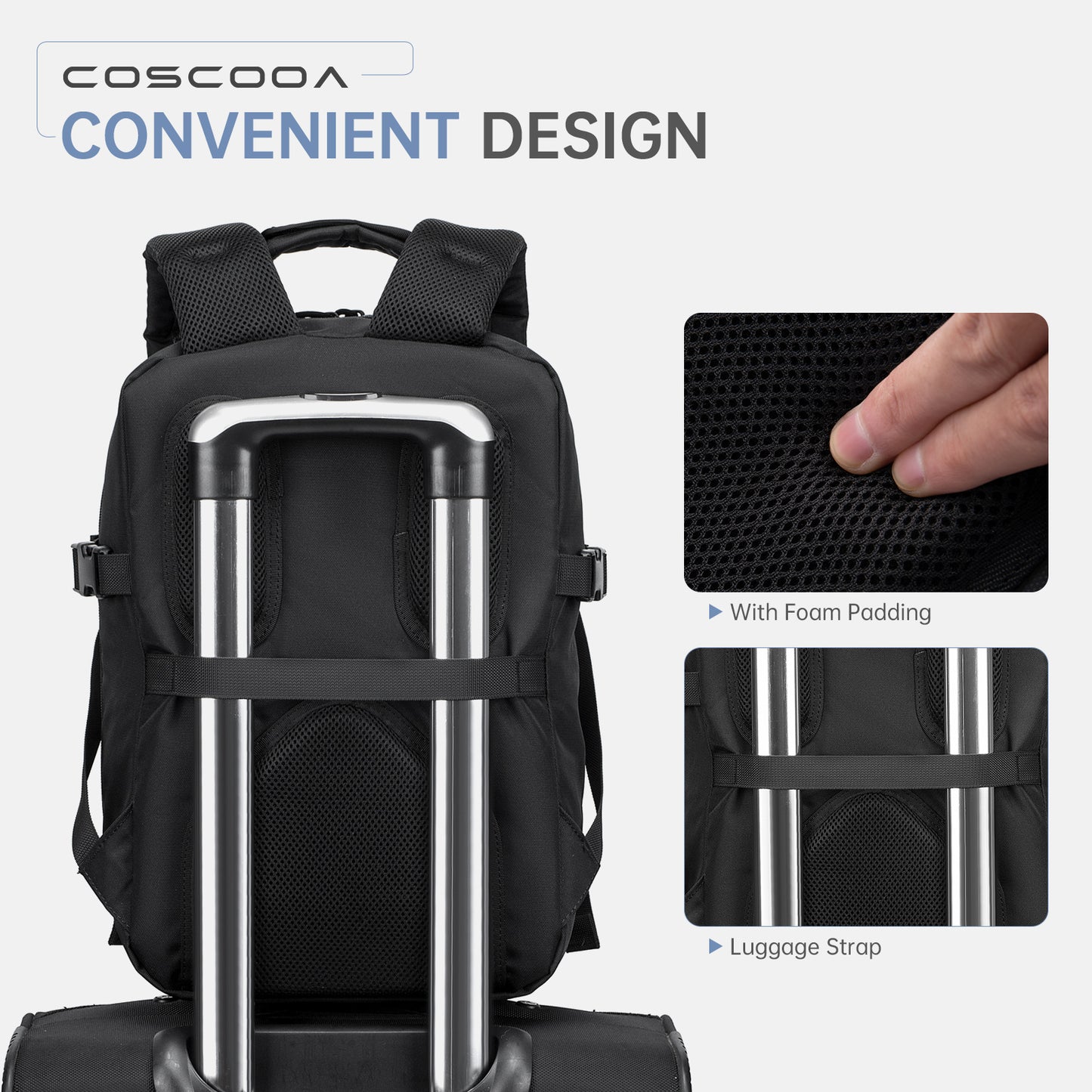 17x10x9 inch/40x20x25 CM Travel Backpack 20L,United Airlines Personal Item Bag ,Flight Approved Underseat Ryanair Carry on Luggage Bag,Mochila de Viaje,Cabin Size Backpack Black