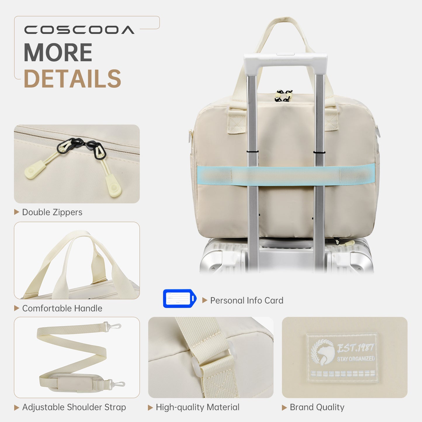 40x30x15 cm Personal Item Travel Bag,Expandable 40x30x25cm Carry on Duffel Bag,Flight Approved Underseat Weekender Overnight Bag with Wet Pocket