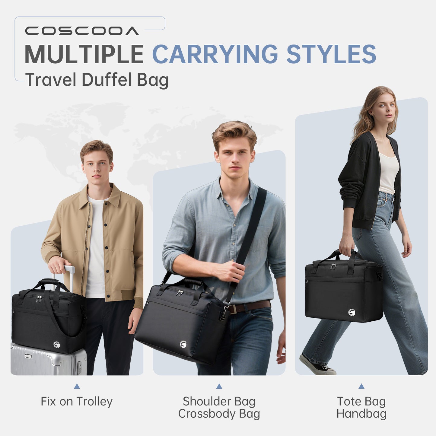 40x30x20 cm Travel Bag, Lightweight Personal Item Bag for Airlines,16x12x8 inch Carry on Luggage,25L Foldable Travel Duffel Bag for Women Men,Waterproof Weekender Overnight Hospital Bags