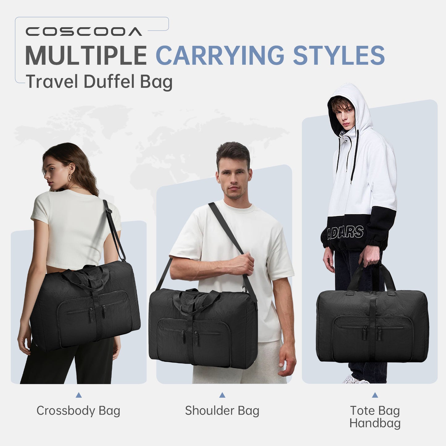 Lightweight Ryanair Carry on Bag 55x40x20 cm Personal Item Bag for Airlines, 45L Foldable Travel Duffel Bag for Women Men, Waterproof Weekender Overnight Hospital Bags for Labor and Delivery