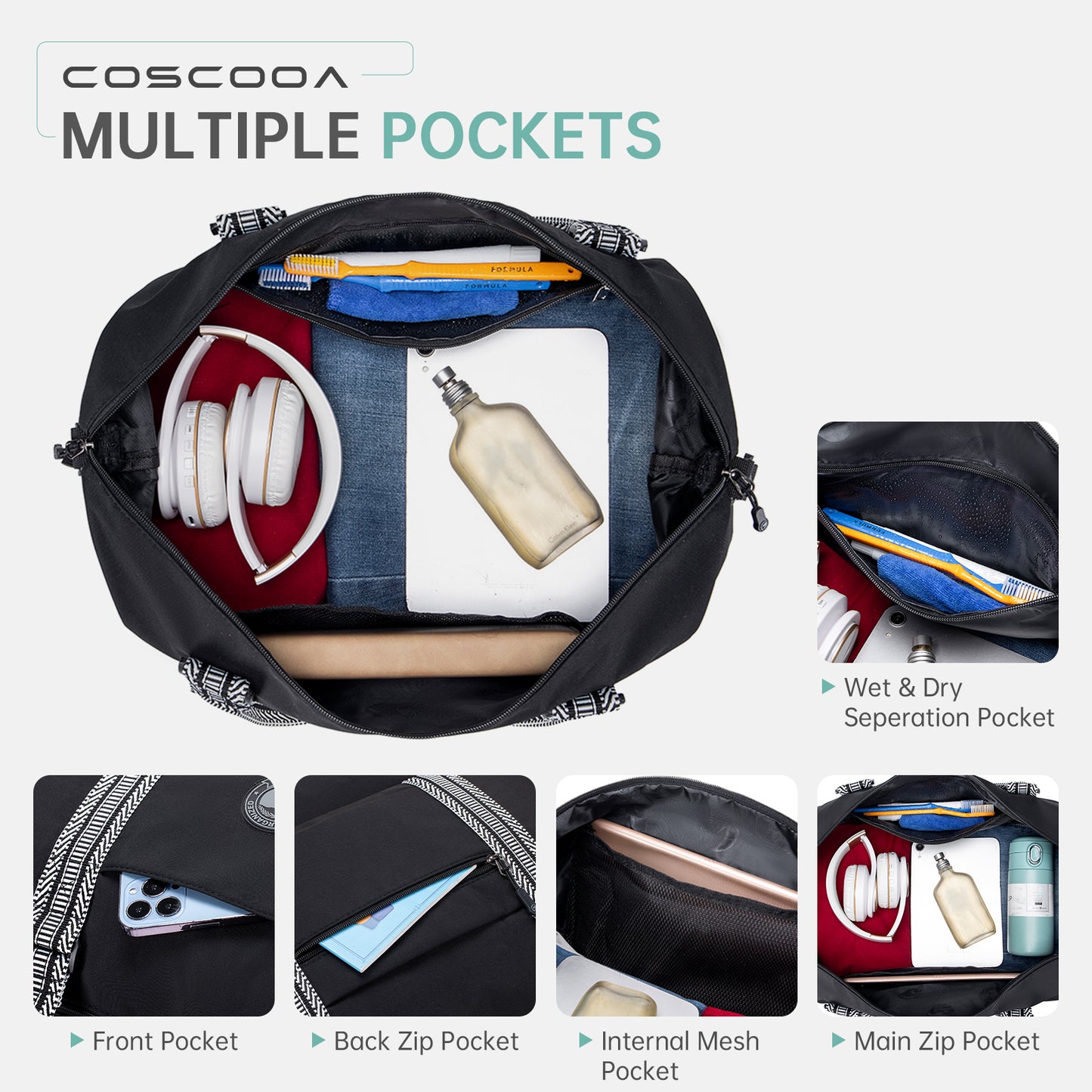 9x10x17 Personal Item Bag,Expandable 20-30L Weekender Overnight Tote Bag, United Airlines 17x10x9 inch Duffel Bag