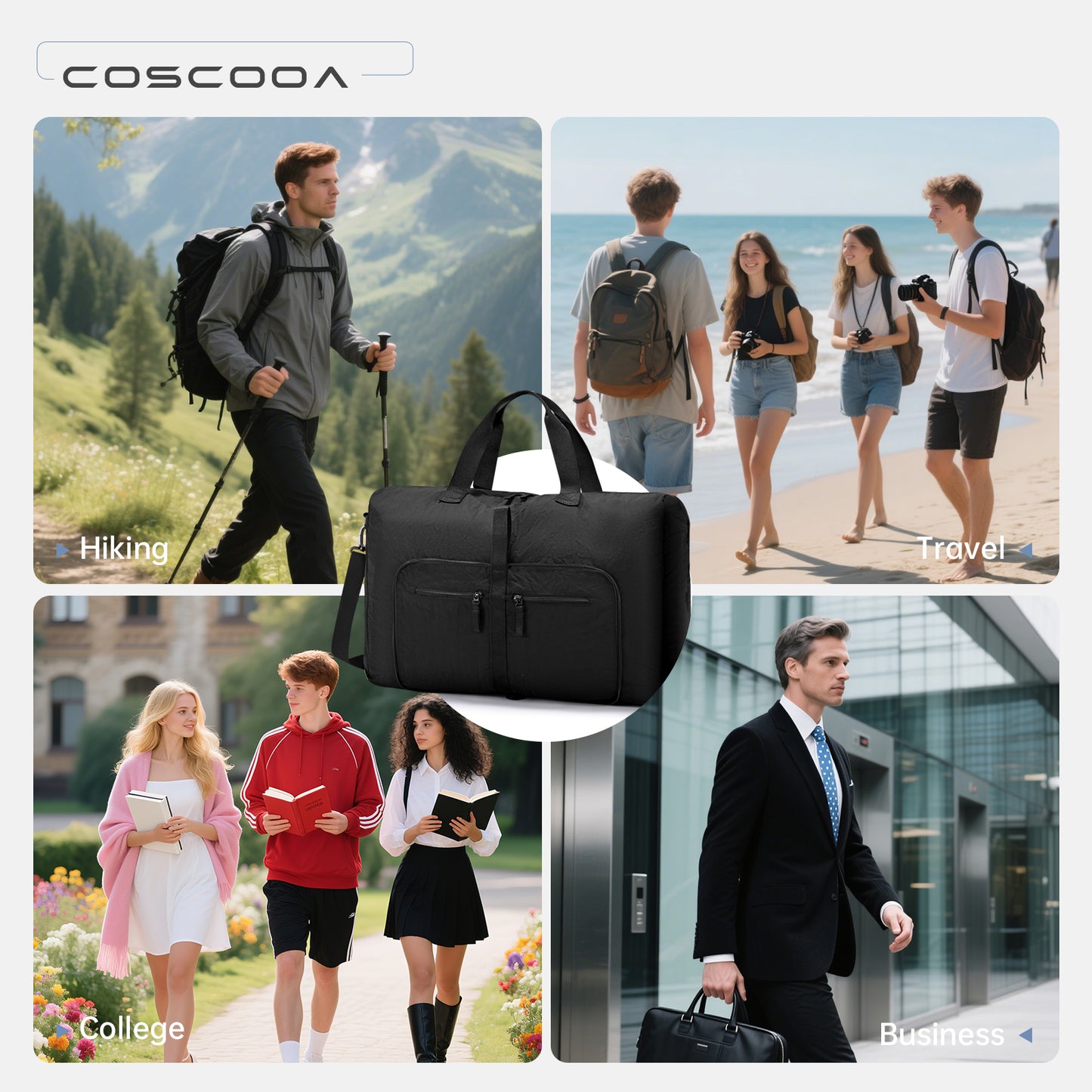 Lightweight Ryanair Carry on Bag 55x40x20 cm Personal Item Bag for Airlines, 45L Foldable Travel Duffel Bag for Women Men, Waterproof Weekender Overnight Hospital Bags for Labor and Delivery